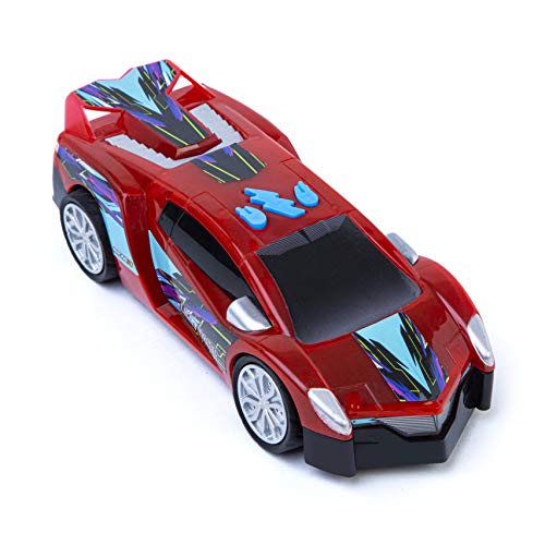 abeec Light and Sound Roadster Red/Blue - Friction Powered Red/Blue Sports Car with Light and Sound Effects for Kids 3+ - Toy Car with Varied Sounds and Assorted Coloured Lights