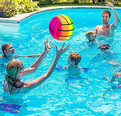 POTWPOT Sports Ball Toys, 5pcs Inflatable Sport Balls Set with Pump, Includes Football, Basketball, Volleyball, Rugby, Acanthosphere, Outdoor Games for Kids Beach Balls Toys