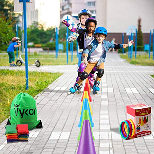 Vykor Cones Toss Bag Rings Bean Bag for Throwing Game Kids Play Equipment Set, Outdoor Garden Party Carnival Sports Day Toys Games for Kids Children & Adults