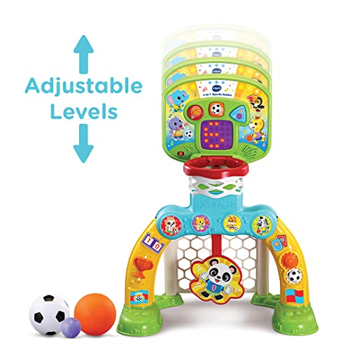 VTech 3-in-1 Sports Centre, Baby Interactive Toy with Colours and Sounds, Learning with Role-Play, Suitable for Baby Boys & Girls from 12 to 36 Months (Yellow/Blue), English Version, 66x58x44 cm