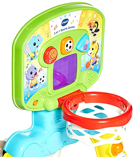 VTech 3-in-1 Sports Centre, Baby Interactive Toy with Colours and Sounds, Learning with Role-Play, Suitable for Baby Boys & Girls from 12 to 36 Months (Yellow/Blue), English Version, 66x58x44 cm