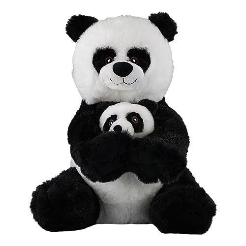 Plush Super Soft Mum & Baby Panda Cuddly Toy Seated Stuffed Kids Wild Animal Plush Travel Toy