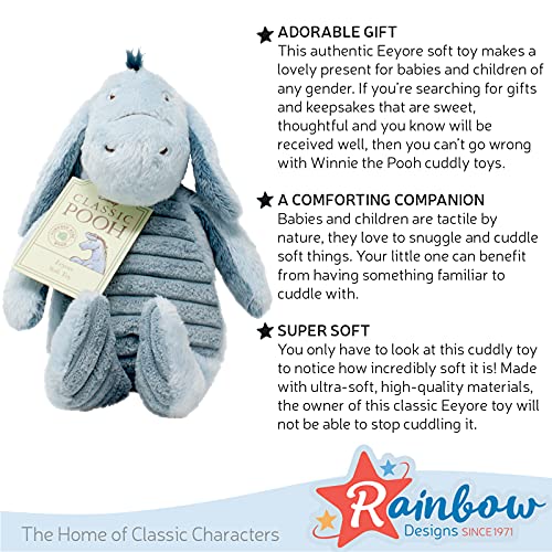 Classic Winnie the Pooh & Friends - Eeyore - Cuddly Donkey - Great as Gift for Newborn Baby, Children and Toddlers - Soft Toy by Rainbow Designs