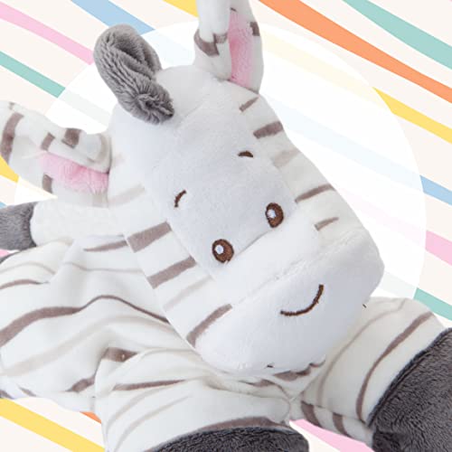 VFM - Zebra Floppy Beanie Plush For Babies - 19cm Safari Club Super Soft Cuddly Toy Light Grey, White & Pink Fabric With Embroidered Details - Gosh! Designs