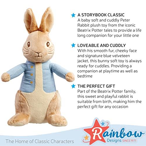 Rainbow Designs Official Peter Rabbit Large 24cm - Newborn Baby Gifts - Big Plushies - Stuffed Animal - Beatrix Potter - Cuddly Soft Toy