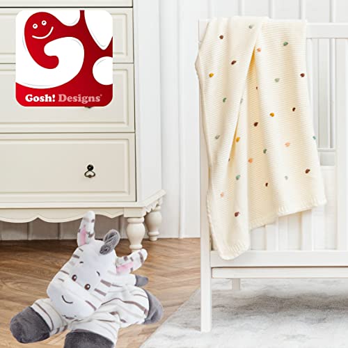 VFM - Zebra Floppy Beanie Plush For Babies - 19cm Safari Club Super Soft Cuddly Toy Light Grey, White & Pink Fabric With Embroidered Details - Gosh! Designs