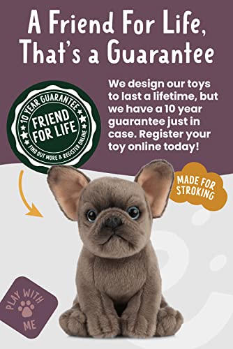 Living Nature French Bulldog Puppy, Realistic Soft Cuddly Dog Toy, Naturli Eco-Friendly Plush, 16cm