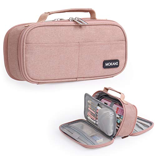 Large Pencil Case, Big Capacity Pencil Cases for Girls Boys, Stationery Storage Handheld Pink Pen Bag Pouch Aesthetic Organiser for Secondary High School Office Kids Students Teens Women Adults