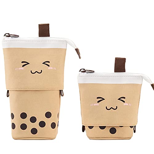 Wellehomi Cute Pencil Case, Standing Pen Holder Telescopic Small Pencil Case Slim Special Preppy Pencil Pouch Pop Up Cosmetic Makeup Bag for Girls Student Teen Women Office Middle School