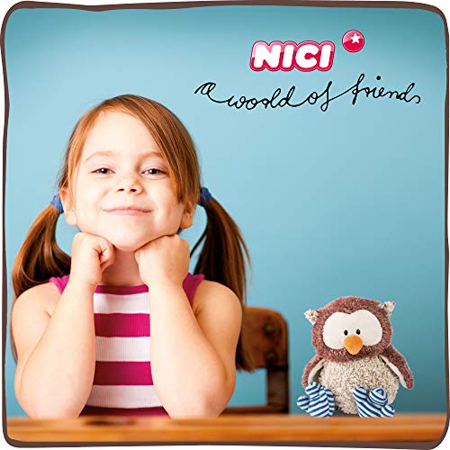 Nici 46092 Cuddly Toy Owl Oscar with turnable Head 35cm, Striped, Brown/Blue