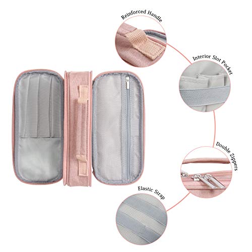 Large Pencil Case, Big Capacity Pencil Cases for Girls Boys, Stationery Storage Handheld Pink Pen Bag Pouch Aesthetic Organiser for Secondary High School Office Kids Students Teens Women Adults