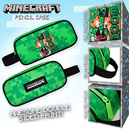 Minecraft Pencil Case, School Supplies Pencil Cases Large Capacity, Gifts for Boys (Green)