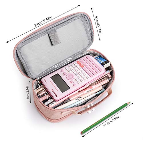 Large Pencil Case, Big Capacity Pencil Cases for Girls Boys, Stationery Storage Handheld Pink Pen Bag Pouch Aesthetic Organiser for Secondary High School Office Kids Students Teens Women Adults