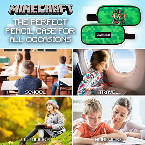 Minecraft Pencil Case, School Supplies Pencil Cases Large Capacity, Gifts for Boys (Green)