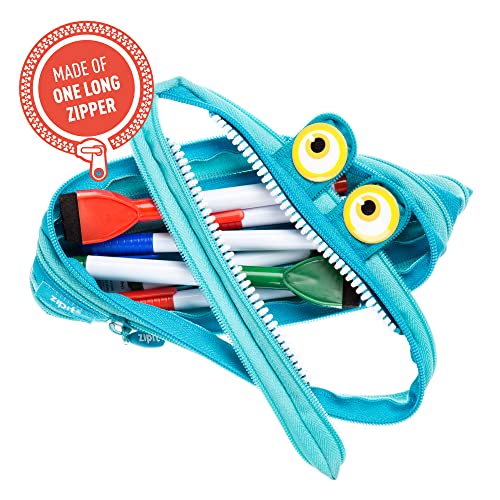ZIPIT Wildlings Pencil Case for Kids Pencil Pouch for School, College and Office Pencil Bag for Boys & Girls (Blue)