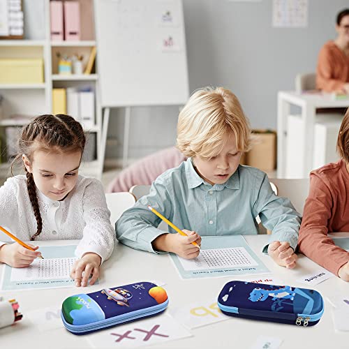Siwinparts 2Pcs Boys Pencil Case Set 3D Eva Cute Dinosaur and UFO Pencil Case Portable Pen Case Childrens Pencil Case for Kids,School Gifts for Boys