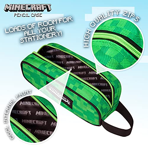 Minecraft Pencil Case, School Supplies Pencil Cases Large Capacity, Gifts for Boys (Green)