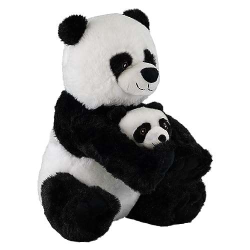 Plush Super Soft Mum & Baby Panda Cuddly Toy Seated Stuffed Kids Wild Animal Plush Travel Toy