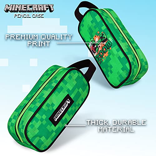Minecraft Pencil Case, School Supplies Pencil Cases Large Capacity, Gifts for Boys (Green)