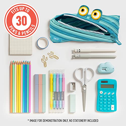ZIPIT Wildlings Pencil Case for Kids Pencil Pouch for School, College and Office Pencil Bag for Boys & Girls (Blue)