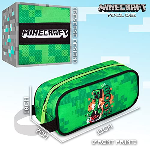 Minecraft Pencil Case, School Supplies Pencil Cases Large Capacity, Gifts for Boys (Green)