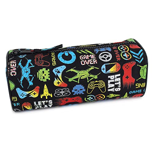 Fashion Stationery Pencil Case Boys Girls Kids Childrens Black Gamer Primary School Storage Pencil Cases Gifts Stocking Filler for Birthdays (Black)
