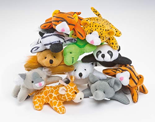 Baker Ross EF613 Exotic Animal Beanie Plush Pals (Pack of 10) Cute Assorted Cuddly Toys for Kids,Small