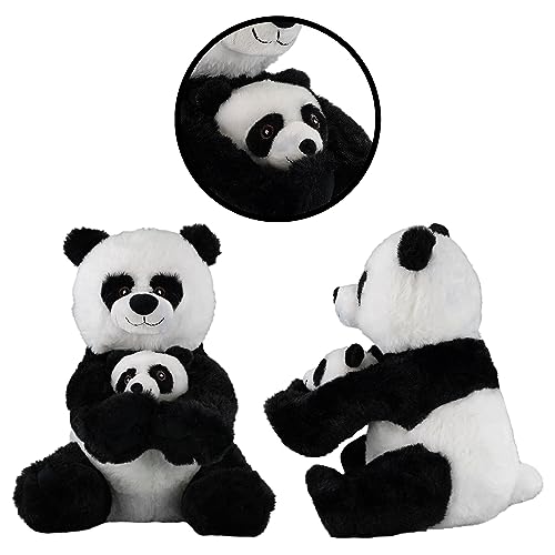 Plush Super Soft Mum & Baby Panda Cuddly Toy Seated Stuffed Kids Wild Animal Plush Travel Toy