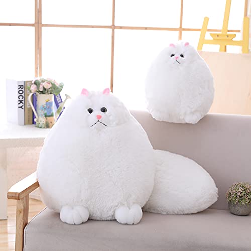 Winsterch Cuddly Cat Soft Toy Stuffed Cat Teddy Plush Animal Toy,Kids Birthday Baby Doll,White Cat Soft Toy (White, 30 CM)
