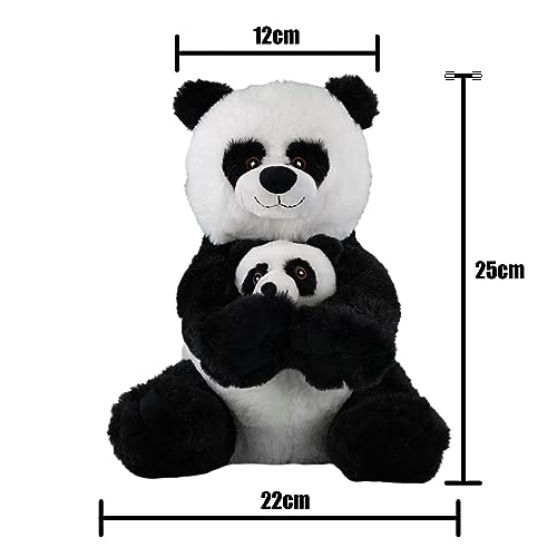 Plush Super Soft Mum & Baby Panda Cuddly Toy Seated Stuffed Kids Wild Animal Plush Travel Toy