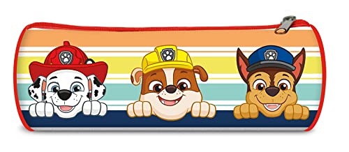 Paw Patrol Barrel Pencil Case, Zipped Pencil Case for School Kids, Pencil Pouch for Back to School Stationery, Single Pocket, Size-22cm (Paw Patrol)