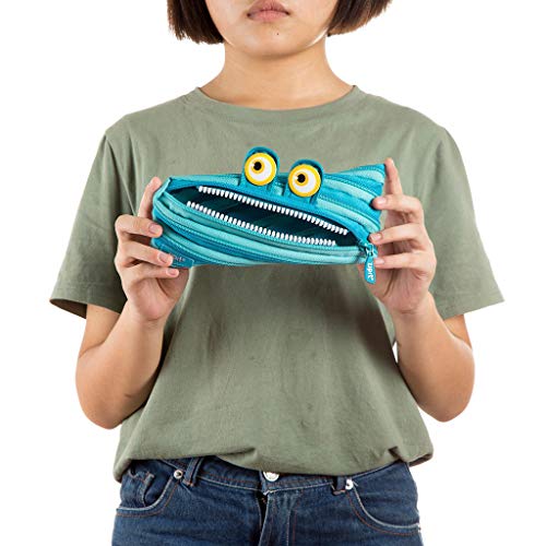 ZIPIT Wildlings Pencil Case for Kids Pencil Pouch for School, College and Office Pencil Bag for Boys & Girls (Blue)