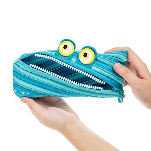 ZIPIT Wildlings Pencil Case for Kids Pencil Pouch for School, College and Office Pencil Bag for Boys & Girls (Blue)