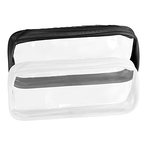 JOYSKY 2 Pcs Clear Pencil Case Transparent Pencil Case 20 x 4 x 8 cm Waterproof PVC Pencil Cases Exam Pencil Bags with Zipper for Girls Boys Stationery Cosmetics Storage School College Office