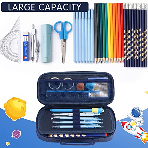 Four Candies Cute Pencil Case for Boys, Big Capacity Canvas Kawaii Pencil Pouch with Zipper & Handle, Waterproof and Durable Compartment Large Storage Pencil Bag for Kids in School - Astronaut