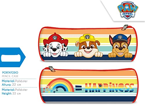 Paw Patrol Barrel Pencil Case, Zipped Pencil Case for School Kids, Pencil Pouch for Back to School Stationery, Single Pocket, Size-22cm (Paw Patrol)
