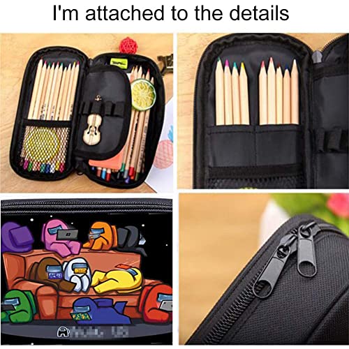 Game Pencil Case, JPYH Student Animation Stationery Box Wallet, Kids Birthday Easter Gift Pencil Case Pencil Bag (Black Printed)