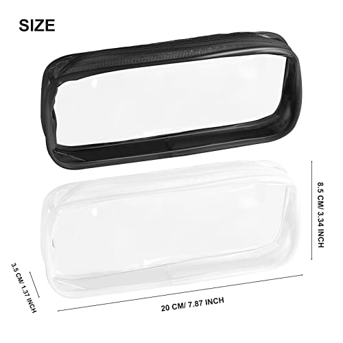 JOYSKY 2 Pcs Clear Pencil Case Transparent Pencil Case 20 x 4 x 8 cm Waterproof PVC Pencil Cases Exam Pencil Bags with Zipper for Girls Boys Stationery Cosmetics Storage School College Office