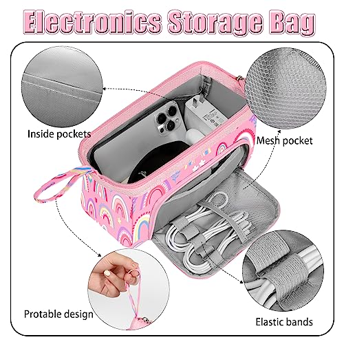 Unineovo Pencil Case for Girls Boys Rainbow Large Pencil Pouch with Compartments for School Students Kids Gifts