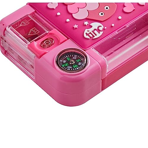 Tinc Mallo Character Pop Out Pencil Case Pink | Pop Out Compartment with Push Button | Includes Pencil with Eraser Topper, Ballpoint Pen & 15cm Ruler | 3 Compartments | for School