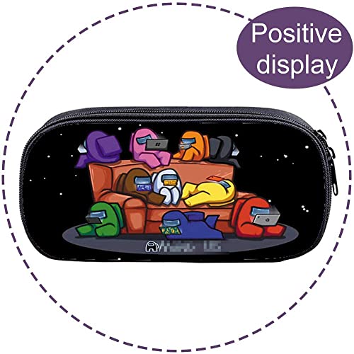 Game Pencil Case, JPYH Student Animation Stationery Box Wallet, Kids Birthday Easter Gift Pencil Case Pencil Bag (Black Printed)