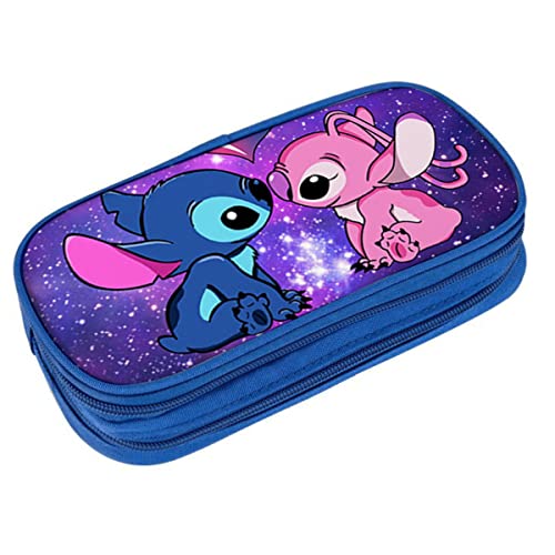 BSNRDX Pencil Case Big Capacity 2 Compartments Expandable Pen Bag Cartoon Pencil Case Stationary Supplies with Zippers High College School Office for Girls Boys Students