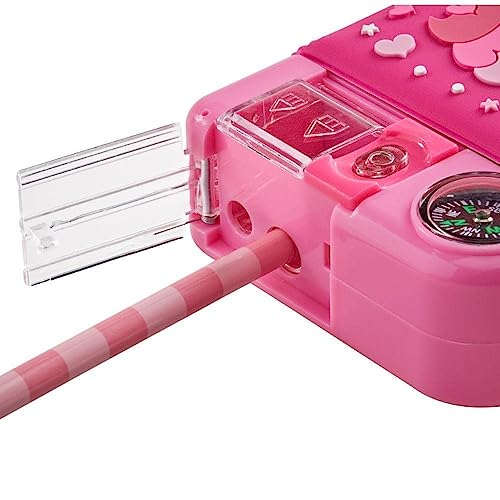 Tinc Mallo Character Pop Out Pencil Case Pink | Pop Out Compartment with Push Button | Includes Pencil with Eraser Topper, Ballpoint Pen & 15cm Ruler | 3 Compartments | for School