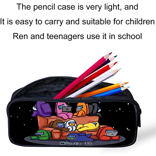 Game Pencil Case, JPYH Student Animation Stationery Box Wallet, Kids Birthday Easter Gift Pencil Case Pencil Bag (Black Printed)