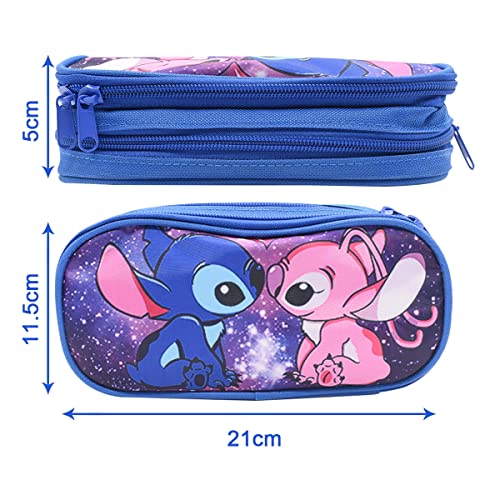 BSNRDX Pencil Case Big Capacity 2 Compartments Expandable Pen Bag Cartoon Pencil Case Stationary Supplies with Zippers High College School Office for Girls Boys Students