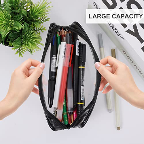 JOYSKY 2 Pcs Clear Pencil Case Transparent Pencil Case 20 x 4 x 8 cm Waterproof PVC Pencil Cases Exam Pencil Bags with Zipper for Girls Boys Stationery Cosmetics Storage School College Office