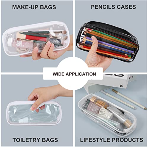 JOYSKY 2 Pcs Clear Pencil Case Transparent Pencil Case 20 x 4 x 8 cm Waterproof PVC Pencil Cases Exam Pencil Bags with Zipper for Girls Boys Stationery Cosmetics Storage School College Office