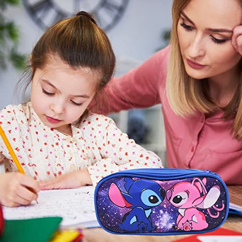 BSNRDX Pencil Case Big Capacity 2 Compartments Expandable Pen Bag Cartoon Pencil Case Stationary Supplies with Zippers High College School Office for Girls Boys Students
