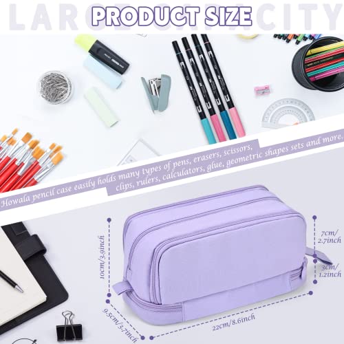 Pencil Case Howala Large Capacity Pencil Pouch for Girls Boys with 4 Compartments Multifunctional Pen Bag Stationery Organizer Office Makeup Bag Portable Pen Bag for Teenage Adult Women Men, Purple