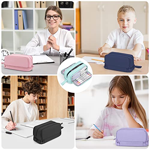 Pencil Case Howala Large Capacity Pencil Pouch for Girls Boys with 4 Compartments Multifunctional Pen Bag Stationery Organizer Office Makeup Bag Portable Pen Bag for Teenage Adult Women Men, Purple